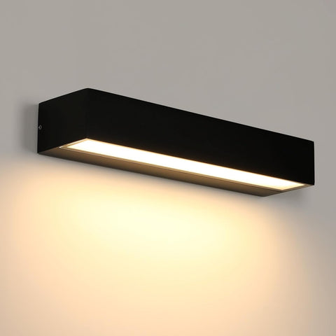 Riserva Outdoor Wall Lights, 16W Modern Black Outdoor Wall Lamp IP65 Waterproof, 3000K Warm White Outside Wall Lights for Patio, Entrance, Garden, Garage, Hallway, Corridor