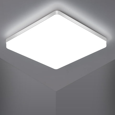 Riserva LED Square Ceiling Light 48W,6500K Cool White, LED Ceiling Lamp Modern IP44 for Bathroom, Living Room, Kitchen, Bedroom, Hallway, Balcony, Office, 30CM White