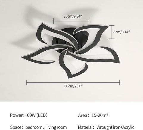 Riserva LED Ceiling Light, 60W 6500LM Mordern LED Ceiling Lights Warm White 3000K, Creative Petals Design, Acrylic Chandelier for Living Room Bedroom Dining Room (Dia 60cm)