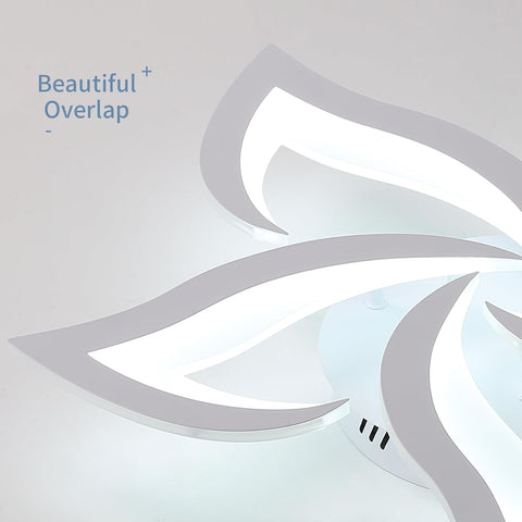 Riserva LED Ceiling Light, 60W Mordern Ceiling Lamp White, 6500K Cool White, Acrylic Petal Design Chandelier for Bedroom, Living Room, Dining Room, Kitchen, Φ60cm