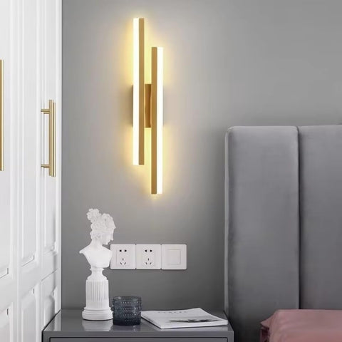 Riserva Modern LED Wall Light Indoor, 16W Warm White 3000K Gold LED Wall Lamp, Creative Long Parallel Wall Lighting Fixtures for Bedroom, Living Room, Corridor, Stairs