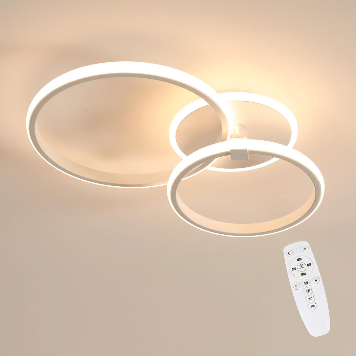 Riserva Dimmable Ceiling Light LED, 42W Ceiling Lamp Modern Round, 3000K-6500K, Chandelier White Decorative for Bedroom, Living Room, Dining Room, Kitchen, Hotel