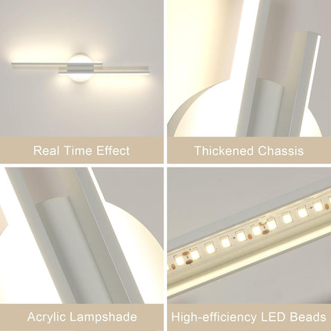 Riserva Modern LED Wall Light, 24W Linear Wall Sconce White, 4500K Neutral Light, Wall Lamp Aluminum for Bedroom, Living Room, Dining Room, Hallway