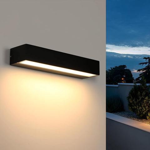 Riserva Outdoor Wall Lights, 16W Modern Black Outdoor Wall Lamp IP65 Waterproof, 3000K Warm White Outside Wall Lights for Patio, Entrance, Garden, Garage, Hallway, Corridor