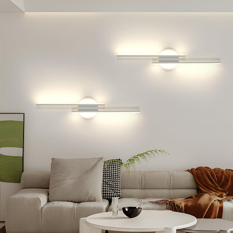 Riserva Modern LED Wall Light, 24W Linear Wall Sconce White, 4500K Neutral Light, Wall Lamp Aluminum for Bedroom, Living Room, Dining Room, Hallway