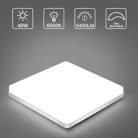 Riserva LED Square Ceiling Light 48W,6500K Cool White, LED Ceiling Lamp Modern IP44 for Bathroom, Living Room, Kitchen, Bedroom, Hallway, Balcony, Office, 30CM White