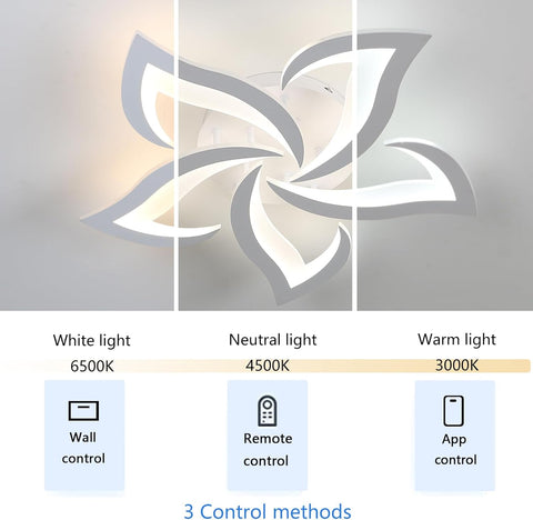Riserva LED Ceiling Light Dimmable, White Ceiling Lamp Modern with Remote Control, Creative Petal Ceiling Light Aluminium for Living Room, Bedroom, Dining Room, Balcony, 40W 60cm