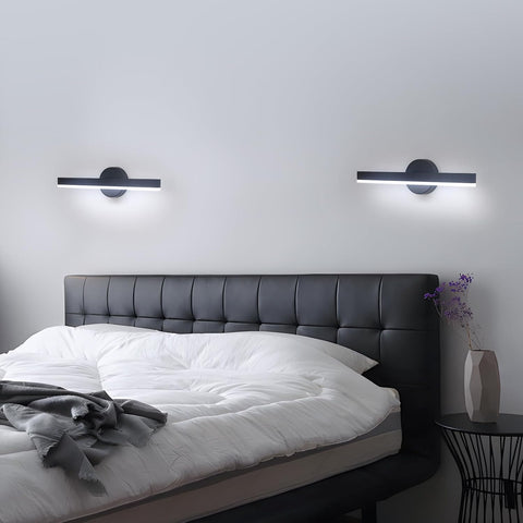 Riserva LED Wall Light Modern, 12W Wall Lamp Indoor, 300° Rotating Wall Sconce Black for Bedroom, Mirror, Living Room, Dining Room, Staircase, 6500K White Light