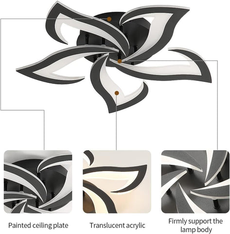 Riserva LED Ceiling Light, 60W 6500LM Mordern LED Ceiling Lights Warm White 3000K, Creative Petals Design, Acrylic Chandelier for Living Room Bedroom Dining Room (Dia 60cm)