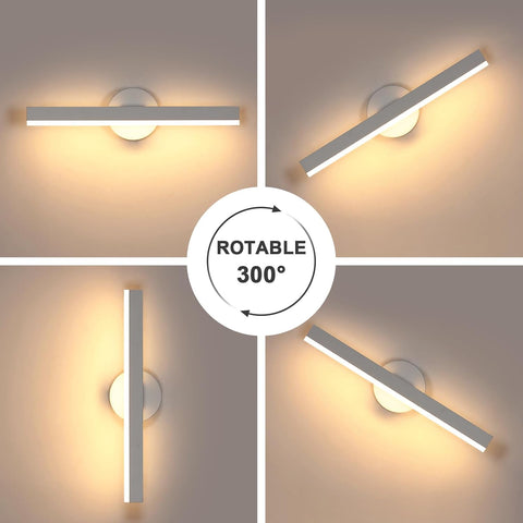 Riserva Wall Lights Indoor, 300° Rotating Modern LED Wall Lamp, 3000K Warm Light, 12W Wall Sconce White for Bedroom, Living Room, Mirror, Corridor, Staircase, Balcony