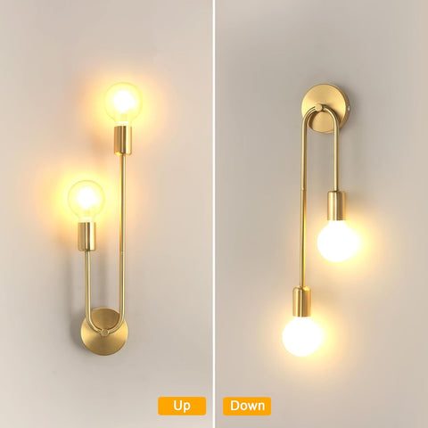 Riserva Gold Wall Light E27, Wall Lamp Retro Industrial for Bedroom, Living Room, Dining Room, Staircase, Café, Hotel (Bulb not Included)