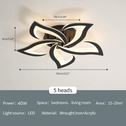 Riserva Dimmable LED Ceiling Light, 40W 4700LM Modern Acrylic Ceiling Lights with Remote Control, Creative Petals Design, Ceiling Lamp for Living Room, Bedroom, Dining Room, Φ60cm