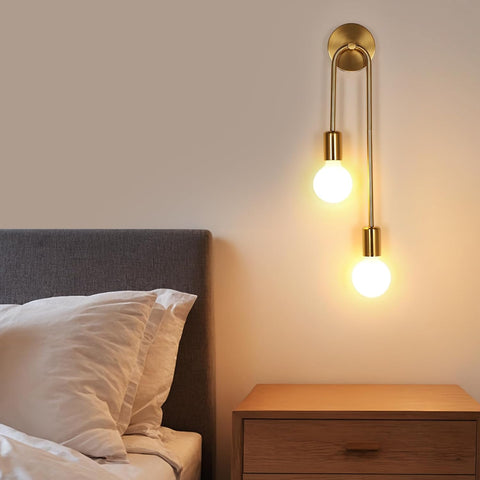 Riserva Wall Light Retro Vintage, E27 Wall Lamp Gold Industrial for Bedroom, Living Room, Dining Room, Corridor, Hotel, Café