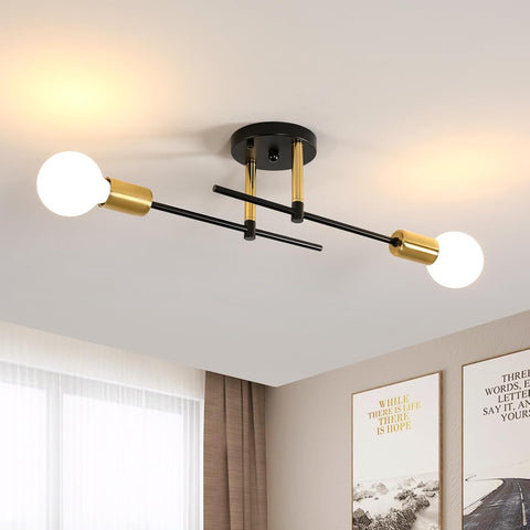 Riserva Chandelier Industrial, E27 Semi-Flush Mount Ceiling Lamp, Black Modern Sputnik Ceiling Light for Living Room, Bedroom, Kitchen, Dining Room, Hallway