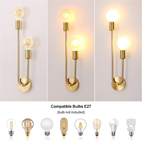 Riserva Wall Light Retro Vintage, E27 Wall Lamp Gold Industrial for Bedroom, Living Room, Dining Room, Corridor, Hotel, Café