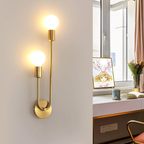 Riserva Gold Wall Light E27, Wall Lamp Retro Industrial for Bedroom, Living Room, Dining Room, Staircase, Café, Hotel (Bulb not Included)