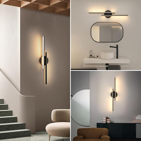 Riserva Wall Lamp Indoor LED, 24W Wall Light Modern Black 3000K Warm Light, Acrylic for Bedroom, Hallway, Living Room, Dining Room, Staircase