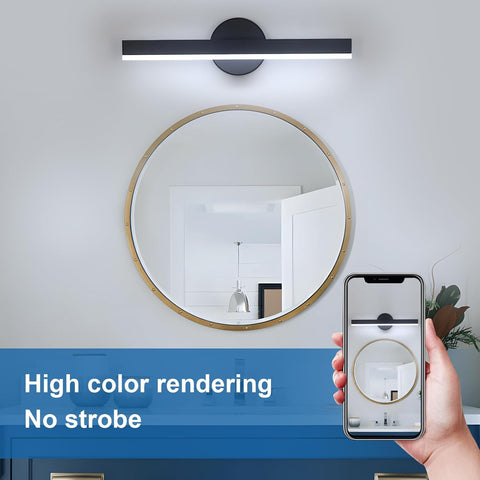 Riserva LED Wall Light Modern, 12W Wall Lamp Indoor, 300° Rotating Wall Sconce Black for Bedroom, Mirror, Living Room, Dining Room, Staircase, 6500K White Light