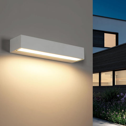 Riserva 16W Outdoor Wall Lights, 3000K IP65 Outside Lights White, Outdoor Wall Lamp Modern for Garden, Terrace, Patio, Garage