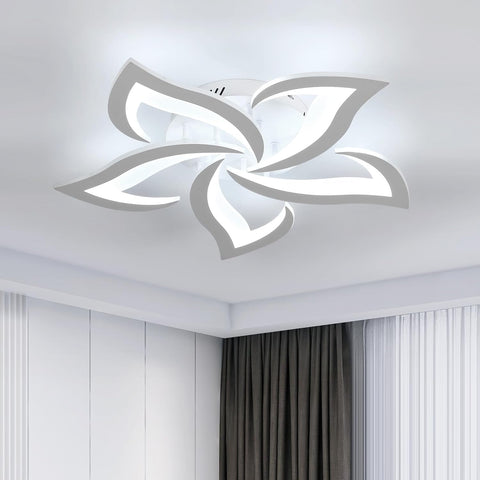 Riserva LED Ceiling Light, 60W Mordern Ceiling Lamp White, 6500K Cool White, Acrylic Petal Design Chandelier for Bedroom, Living Room, Dining Room, Kitchen, Φ60cm