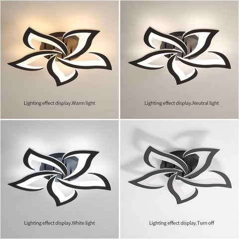 Riserva Dimmable LED Ceiling Light, 40W 4700LM Modern Acrylic Ceiling Lights with Remote Control, Creative Petals Design, Ceiling Lamp for Living Room, Bedroom, Dining Room, Φ60cm