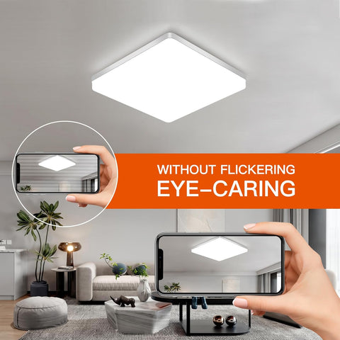 Riserva LED Square Ceiling Light 48W,6500K Cool White, LED Ceiling Lamp Modern IP44 for Bathroom, Living Room, Kitchen, Bedroom, Hallway, Balcony, Office, 30CM White