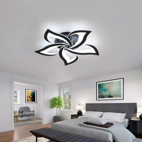 Riserva Mordern LED Ceiling Light, 60W 6500LM LED Ceiling Lights Cool White 6500K, Creative Petals Design, Acrylic Chandelier for Living Room Bedroom Dining Room