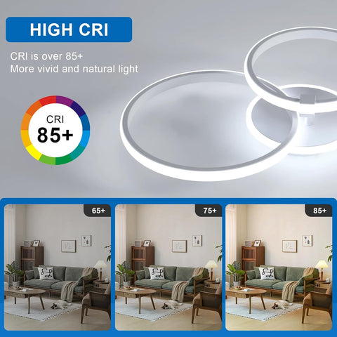 Riserva Dimmable Ceiling Light LED, 42W Ceiling Lamp Modern Round, 3000K-6500K, Chandelier White Decorative for Bedroom, Living Room, Dining Room, Kitchen, Hotel