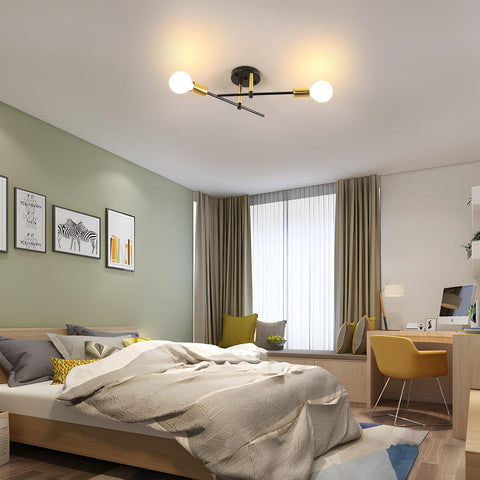 Riserva Chandelier Industrial, E27 Semi-Flush Mount Ceiling Lamp, Black Modern Sputnik Ceiling Light for Living Room, Bedroom, Kitchen, Dining Room, Hallway