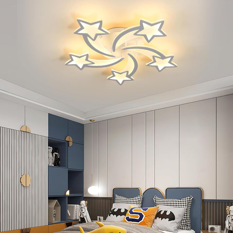 Riserva Dimmable LED Ceiling Light 50W, 5-Star Chandelier LED with Remote Control, 3000K/4500K/6500K, Ceiling Lamp Modern Acrylic for Living Room, Children’s Room, Bedroom, Office, White