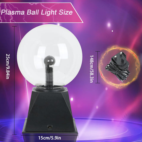 Riserva 6 Inch Magic Plasma Ball, Touch and Sound Sensitive Globe Plasma Lamp, Plug in Sphere Night Light, Magic Light for Decorations, Bedroom, Party