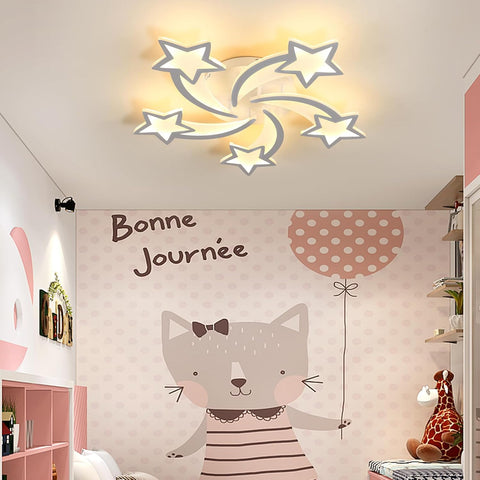 Riserva Dimmable LED Ceiling Light 50W, 5-Star Chandelier LED with Remote Control, 3000K/4500K/6500K, Ceiling Lamp Modern Acrylic for Living Room, Children’s Room, Bedroom, Office, White