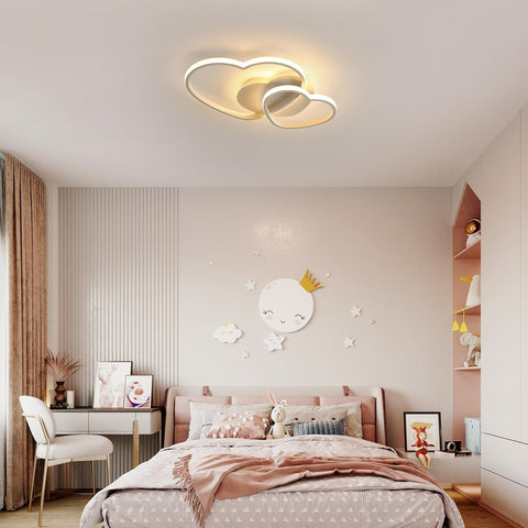 Riserva Dimmable LED Ceiling Light, 64W Heart Ceiling Lamp Modern, 3000K-6500K, Chandelier White with Remote Control for Bedroom, Dining Room, Kitchen, Children's Room