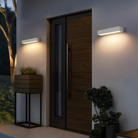 Riserva 16W Outdoor Wall Lights, 3000K IP65 Outside Lights White, Outdoor Wall Lamp Modern for Garden, Terrace, Patio, Garage