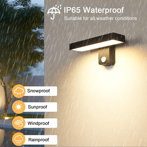 Riserva Outdoor Wall Light with Motion Sensor, IP65 350° Rotatable Outdoor Wall Sconce Black for Patio, Terrace, Hallway, Garage, Porch, 3000K Warm Light