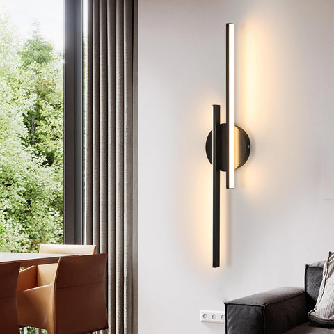 Riserva Wall Lamp Indoor LED, 24W Wall Light Modern Black 3000K Warm Light, Acrylic for Bedroom, Hallway, Living Room, Dining Room, Staircase