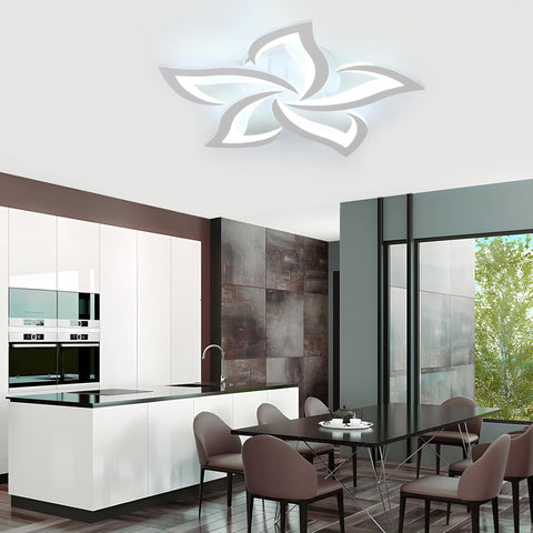 Riserva LED Ceiling Light Dimmable, White Ceiling Lamp Modern with Remote Control, Creative Petal Ceiling Light Aluminium for Living Room, Bedroom, Dining Room, Balcony, 40W 60cm
