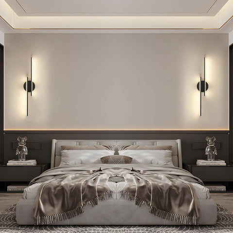 Riserva LED Wall Light 24W, Wall Lamp Modern Black, 4500K Neutral Light, Linear Wall Sconce Aluminum for Bedroom, Living Room, Dining Room, Study, Corridor, Hotel