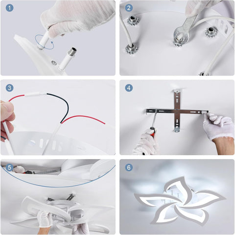 Riserva LED Ceiling Light, 60W Mordern Ceiling Lamp White, 6500K Cool White, Acrylic Petal Design Chandelier for Bedroom, Living Room, Dining Room, Kitchen, Φ60cm