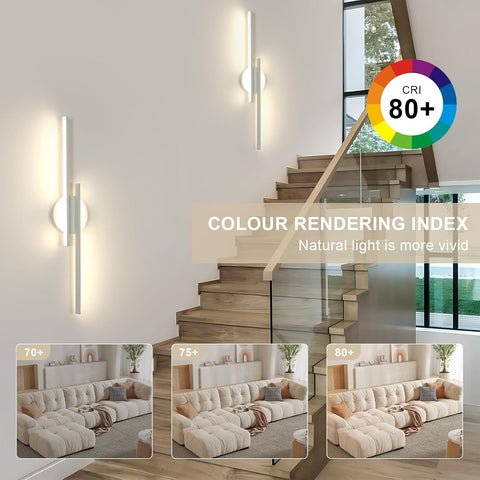 Riserva Modern LED Wall Light, 24W Linear Wall Sconce White, 4500K Neutral Light, Wall Lamp Aluminum for Bedroom, Living Room, Dining Room, Hallway