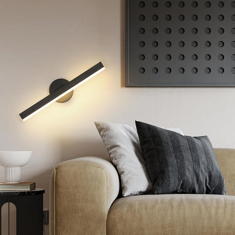 Riserva LED Wall Lights Indoor, 300° Rotating Wall Lamp Modern, 12W 3000K Warm Light Wall Sconce Black for Mirror, Hallway, Living Room, Bedroom, Dining Room