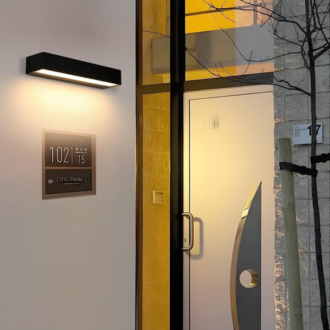 Riserva Outdoor Wall Lights, 16W Modern Black Outdoor Wall Lamp IP65 Waterproof, 3000K Warm White Outside Wall Lights for Patio, Entrance, Garden, Garage, Hallway, Corridor