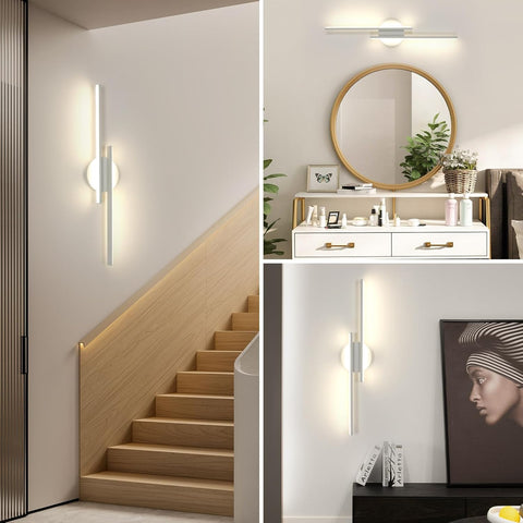Riserva Modern LED Wall Light, 24W Linear Wall Sconce White, 4500K Neutral Light, Wall Lamp Aluminum for Bedroom, Living Room, Dining Room, Hallway