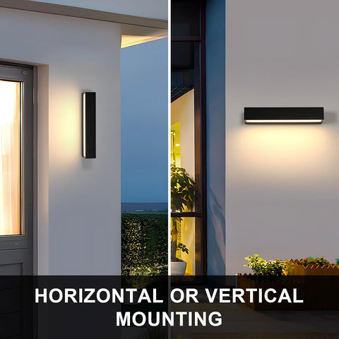 Riserva Outdoor Wall Lights, 16W Modern Black Outdoor Wall Lamp IP65 Waterproof, 3000K Warm White Outside Wall Lights for Patio, Entrance, Garden, Garage, Hallway, Corridor