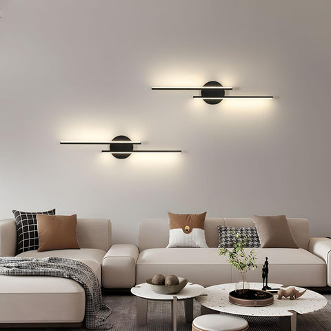 Riserva LED Wall Light 24W, Wall Lamp Modern Black, 4500K Neutral Light, Linear Wall Sconce Aluminum for Bedroom, Living Room, Dining Room, Study, Corridor, Hotel