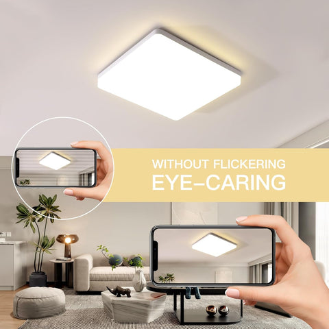 Riserva LED Ceiling Light, 48W Ceiling Lamp Square, 4000K White Panel Lamp Modern for Kitchen, Bedroom, Living Room, Hallway, Balcony