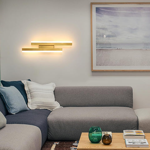 Riserva Modern LED Wall Light Indoor, 16W Warm White 3000K Gold LED Wall Lamp, Creative Long Parallel Wall Lighting Fixtures for Bedroom, Living Room, Corridor, Stairs