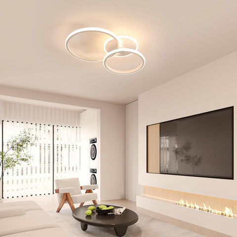 Riserva Dimmable Ceiling Light LED, 42W Ceiling Lamp Modern Round, 3000K-6500K, Chandelier White Decorative for Bedroom, Living Room, Dining Room, Kitchen, Hotel