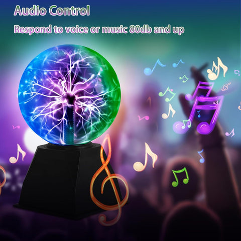 Riserva Plasma Ball 6 Inches, Magic Plasma Ball Three Colors with Touch and Sound Sensitive, Globe Plasma Lamp Science for Gift, Bedroom, Party