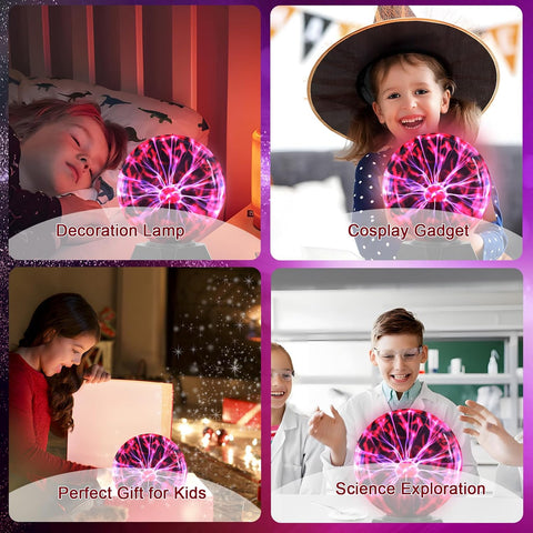 Riserva 6 Inch Magic Plasma Ball, Touch and Sound Sensitive Globe Plasma Lamp, Plug in Sphere Night Light, Magic Light for Decorations, Bedroom, Party